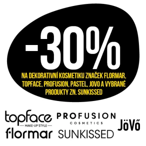 Sleva 30 % na dekorativní kosmetiku značek Flormar, Topface, Profusion, Pastel, Jövö a vybrané produkty značky Sunkissed