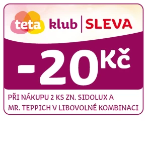 Využijte klubové nabídky - Sleva 20 Kč na celé značky Sidolux a Mr. Teppich při koupi 2 ks v libovolné kombinaci