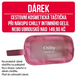 Dárek - cestovní kosmetická taštička při nákupu Chilly intimního gelu, nebo ubrousků nad 149,90 Kč