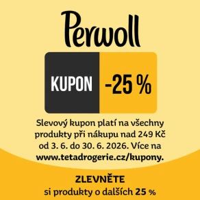 Zlevněte si PERWOLL o dalších 25 %. Slevový kód: 9985920010265 nebo kupon pro nákup na prodejně na tetadrogerie.cz/kupony