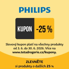 Zlevněte si PHILIPS o dalších 25 %. Slevový kód: 9985920010302 nebo kupon pro nákup na prodejně na tetadrogerie.cz/kupony