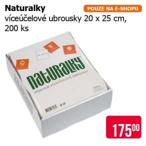 Naturalky víceúčelové ubrousky 20 x 25 cm, 200 ks