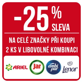 Sleva 25 % na celé značky Ariel, Lenor, Jar a Ambi Pur při koupi 2 ks v libovolné kombinaci