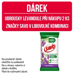 Dárek - ubrousky levandule při koupi 2 ks produktů značky Savo v libovolné kombinaci