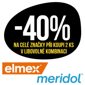 Sleva 40 % na celé značky Elmex a Meridol při koupi 2 ks v libovolné kombinaci