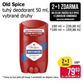 Akce 2+1 zdarma na celou značku Old Spice v libovolné kombinaci