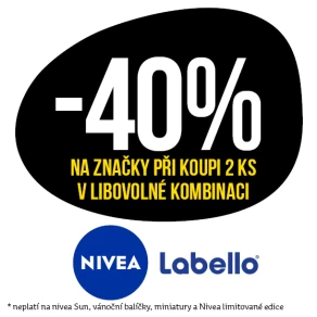Sleva 40 % na značky Nivea a Labello při koupi 2 ks v libovolné kombinaci