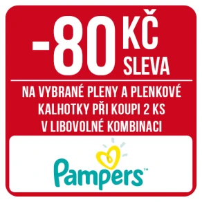 Sleva 80 Kč na vybrané plenky a plenkové kalhotky značky Pampers při koupi 2 ks v libovolné kombinaci
