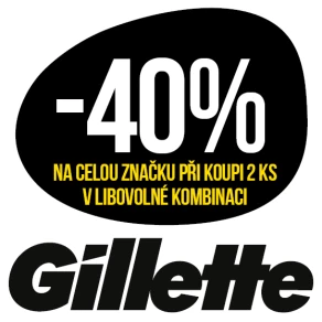 Sleva 40 % na celou značku Gillette při koupi 2 ks v libovolné kombinaci