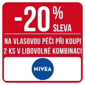 Sleva 20 % na vlasovou péči značky Nivea při koupi 2 ks v libovolné kombinaci