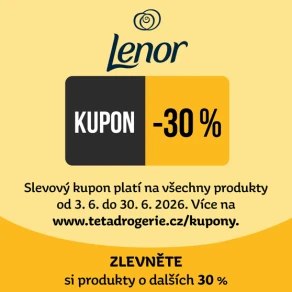 Zlevněte si LENOR o dalších 30 %. Slevový kód: 9985920010210 nebo kupon pro nákup na prodejně na tetadrogerie.cz/kupony
