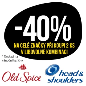 Sleva 40 % na celé značky Old Spice a Head & Shoulders při koupi 2 ks v libovolné kombinaci