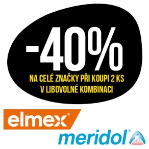 Sleva 40 % na celé značky Elmex a Meridol při koupi 2 ks v libovolné kombinaci
