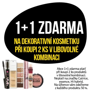Akce 1+1 zdarma na dekorativní kosmetiku při koupi 2 ks v libovolné kombinaci