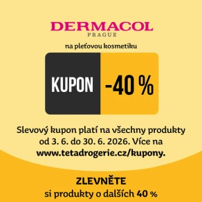 Zlevněte si pleťovou kosmetiku DERMACOL o dalších 40 %. Slevový kód: 9985920010241 nebo kupon pro nákup na prodejně na tetadrogerie.cz/kupony