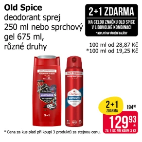 Akce 2+1 zdarma na celou značku Old Spice v libovolné kombinaci