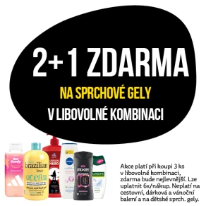 Akce 2+1 zdarma na sprchové gely při koupi 3 ks v libovolné kombinaci
