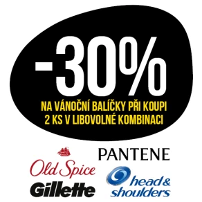 Sleva 30 % na vánoční balíčky značek Old Spice, Gillette, Pantene, Head&Shoulders při koupi 2 ks v libovolné kombinaci