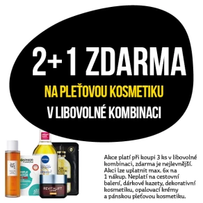 Akce 2+1 zdarma na pleťovou kosmetiku při koupi 3 ks v libovolné kombinaci