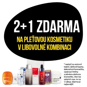 Akce 2+1 zdarma na pleťovou kosmetiku v libovolné kombinaci