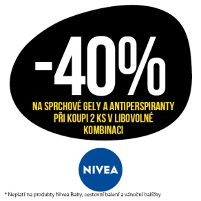 Sleva 40 % na sprchové gely a antiperspiranty značky Nivea při koupi 2 ks v libovolné kombinaci