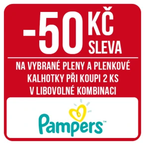 Sleva 50 Kč na vybrané plenky a plenkové kalhotky značky Pampers při koupi 2 ks v libovolné kombinaci