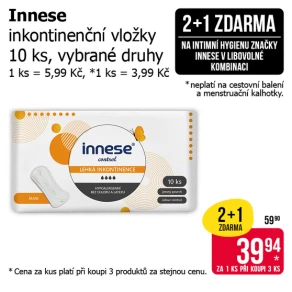 Akce 2+1 zdarma na intimní hygienu značky Innese v libovolné kombinaci