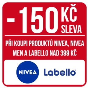 Sleva 150 Kč při koupi produktů značek Nivea, Nivea Men a Labello nad 399 Kč