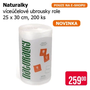 Naturalky víceúčelové ubrousky role 25 x 30 cm, 200 ks