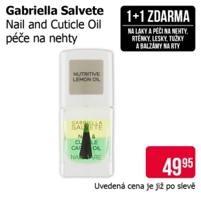 Akce 1+1 zdarma na laky a péči na nehty, rtěnky, lesky, tužky a balzámy na rty značky Gabriella Salvete