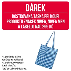 Dárek - kostkovaná taška při koupi produktů značek Nivea , Nivea Men a Labello nad 299 Kč