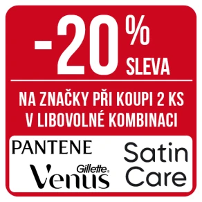 Sleva 20 % na značky Pantene, Gillette Venus a Satin Care při koupi 2 ks v libovolné kombinaci