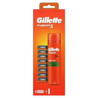 Gillette Fusion5 8 náhradních holicích hlavic + gel na holení 200 ml