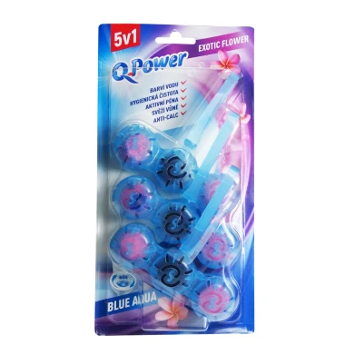 Q-Power Tuhý WC závěs Blue Aqua Exotic Flower 3x 40 g