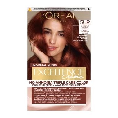 L'Oréal Paris Excellence Nudes Copper 4UR Univerzální tmavá červená, 72ml + 48ml + 12ml + 60ml