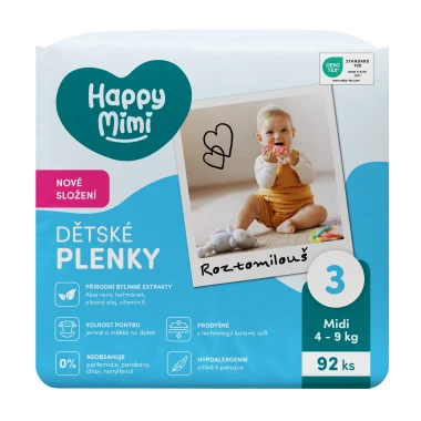 Happy Mimi Dětské plenky JUMBO 3 Midi, 92 ks