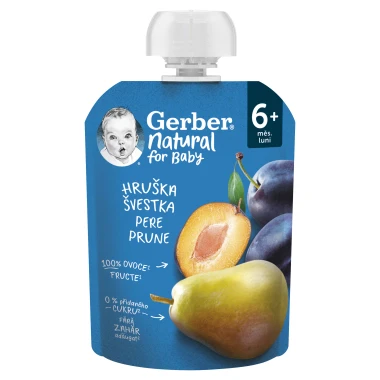 GERBER Natural kapsička hruška a švestka 90g