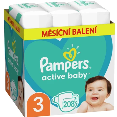 Pampers Active Baby, vel. 3, 208 ks