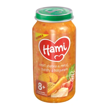 HAMI masozeleninový příkrm Krůtí stehno s mrkví, batáty a bulgurem 250g