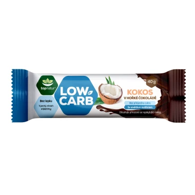 Topnatur Low Carb tyčinka kokos v hořké čokoládě 40g