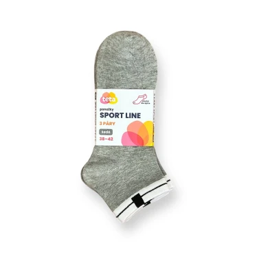 TETA SPORT LINE Bavlněné ponožky 3PACK šedá 38-42