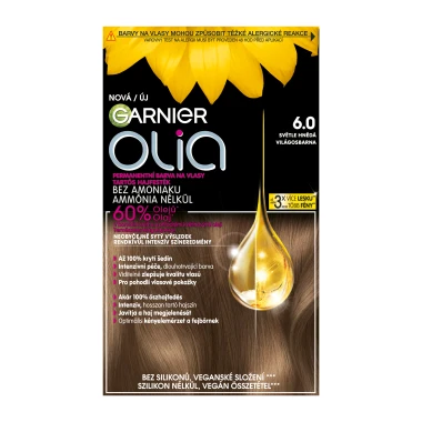 Garnier Olia permanentní barva na vlasy 6.0 Světle hnědá, 60+60+54ml