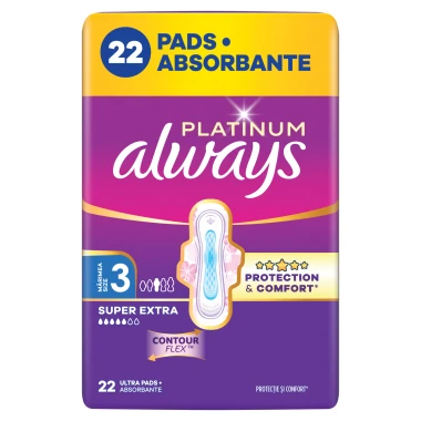 Always Platinum Day & Night Hygienické vložky s křidélky, vel. 3, 22 ks
