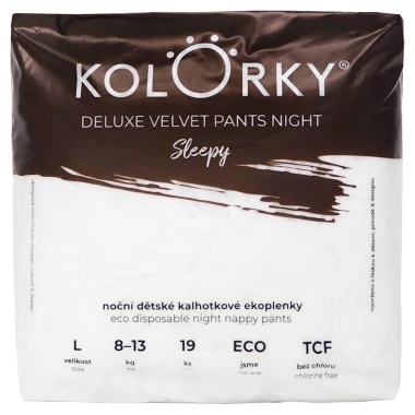 Kolorky Deluxe Velvet Pants Night Sleepy noční dětské kalhotkové ekoplenky L 8-13 kg 19 ks