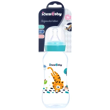 Ideal Baby Kojenecká láhev se silikonovou savičkou 3m+, vel. M, modrá/azurově zelená 240 ml