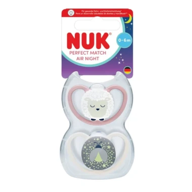 NUK Dudlík Perfect Match AIR Night 0-6m - mix barev 2 ks