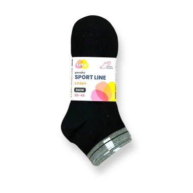 TETA SPORT LINE Bavlněné ponožky 3PACK černá 38-42