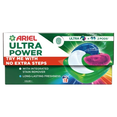 Ariel Ultra Power Pods Color+ kapsle na praní na barevné prádlo 18 PD