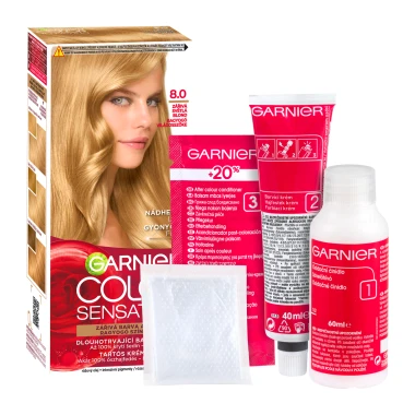 Garnier Color Sensation permanentní barva na vlasy 8.0 zářivá světlá blond,60+40+10ml