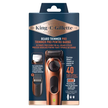 King C. Gillette Beard Trimmer PRO Zastřihovač vousů s ovládacím kolečkem pro 40 délek